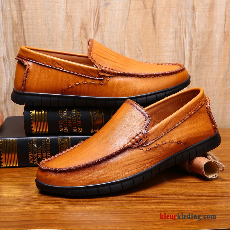 Mocassins Bruin Bootschoenen Mannen Trend Leren Schoenen Casual Mocassin Slip On Heren Geel