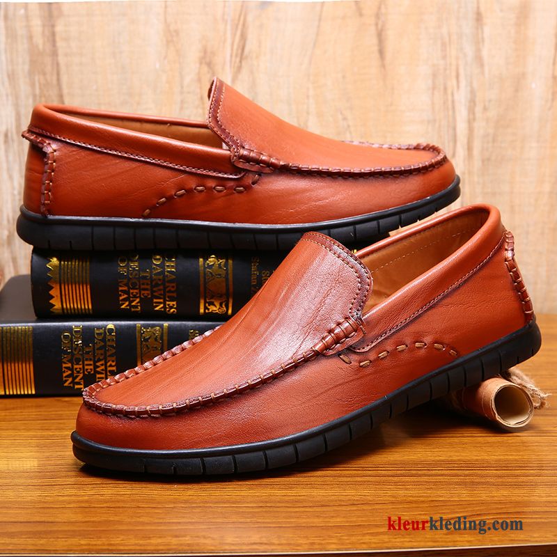 Mocassins Bruin Bootschoenen Mannen Trend Leren Schoenen Casual Mocassin Slip On Heren Geel