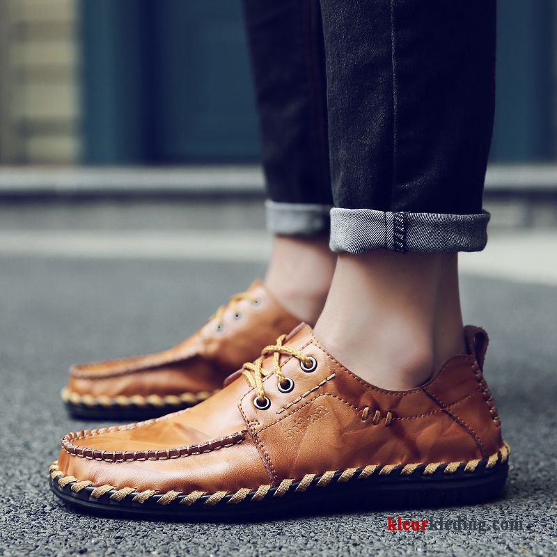 Mocassins Bruin Mannen Leren Schoenen Echt Leer Trend Herfst Casual Persoonlijk Heren