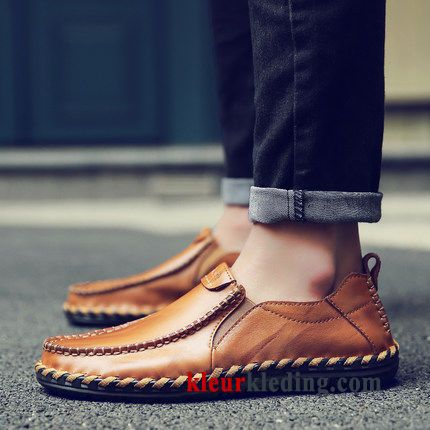 Mocassins Bruin Mannen Leren Schoenen Echt Leer Trend Herfst Casual Persoonlijk Heren