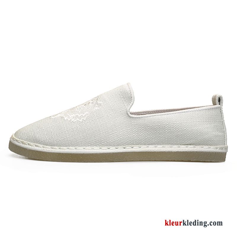 Mocassins Canvas Casual Jeugd Schoenen Slip On Loafers Textiel Mannen Heren Zwart