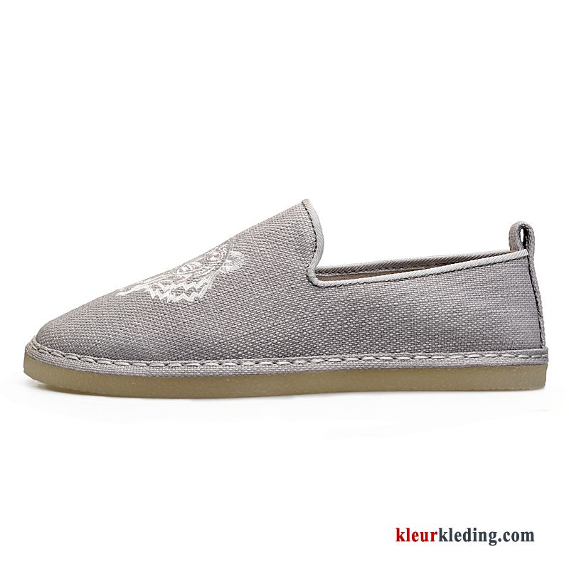 Mocassins Canvas Casual Jeugd Schoenen Slip On Loafers Textiel Mannen Heren Zwart