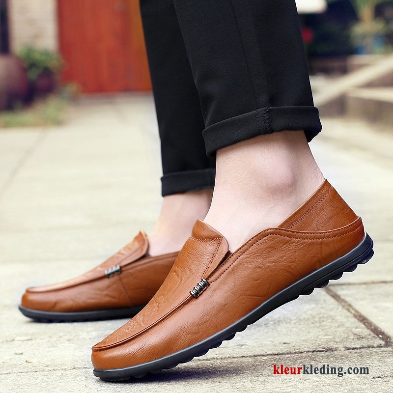 Mocassins Casual Bootschoenen Leren Schoenen Slip On Echt Leer Herfst Mocassin Mannen Heren Geel