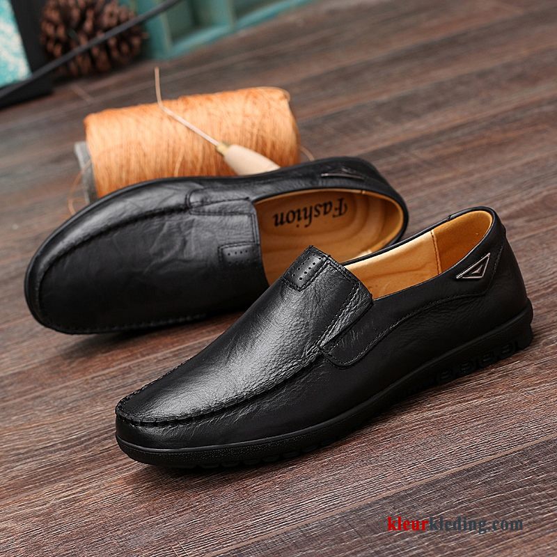 Mocassins Casual Bootschoenen Leren Schoenen Slip On Echt Leer Herfst Mocassin Mannen Heren Geel