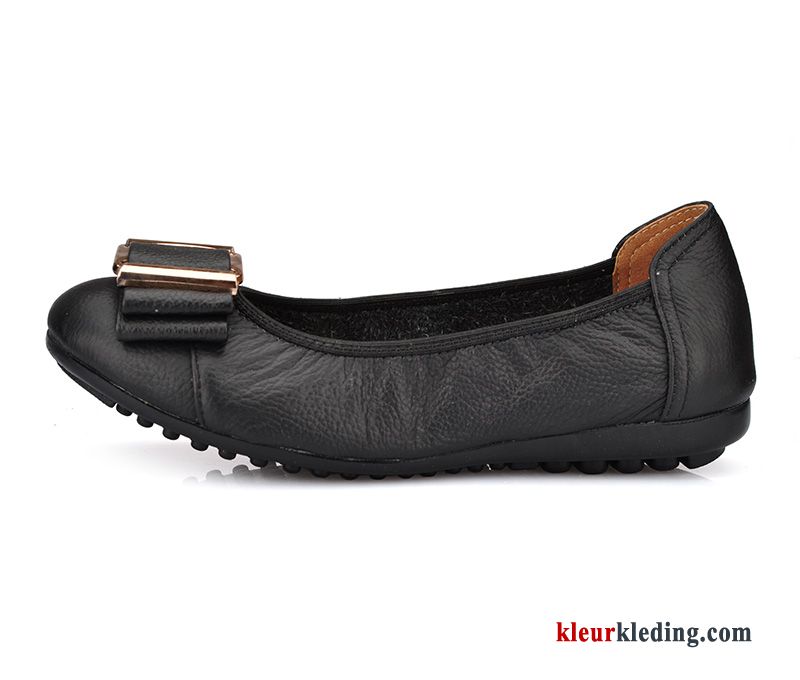 Mocassins Echt Leer Zachte Zolen Vrouwen Speciale Bootschoenen Kleur Platte Zool Grote Maten Dames