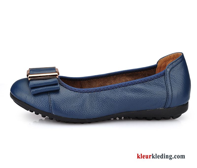 Mocassins Echt Leer Zachte Zolen Vrouwen Speciale Bootschoenen Kleur Platte Zool Grote Maten Dames