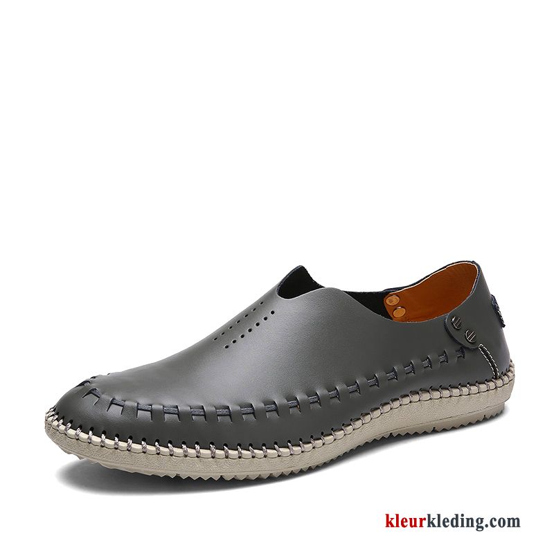 Mocassins Leren Schoenen Bootschoenen Grote Maten Echt Leer Mannen Kant Zomer Casual Heren Blauw