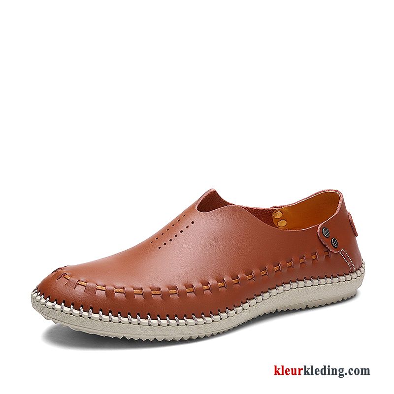 Mocassins Leren Schoenen Bootschoenen Grote Maten Echt Leer Mannen Kant Zomer Casual Heren Blauw