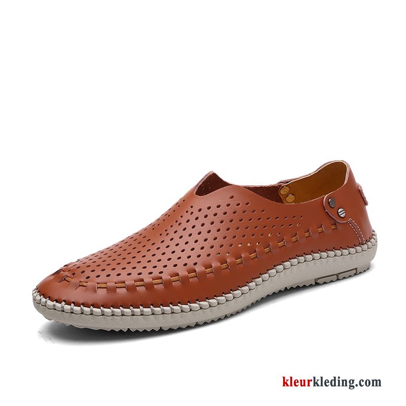 Mocassins Leren Schoenen Bootschoenen Grote Maten Echt Leer Mannen Kant Zomer Casual Heren Blauw