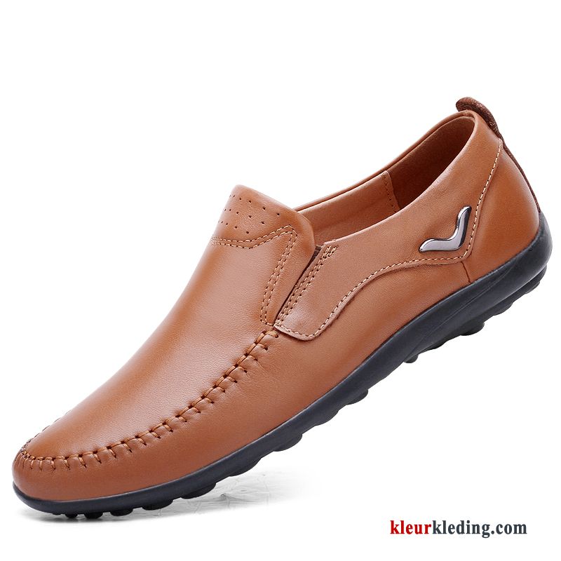 Mocassins Leren Schoenen Kant Bootschoenen Mocassin Casual Mannen Echt Leer Grote Maten Heren Zwart