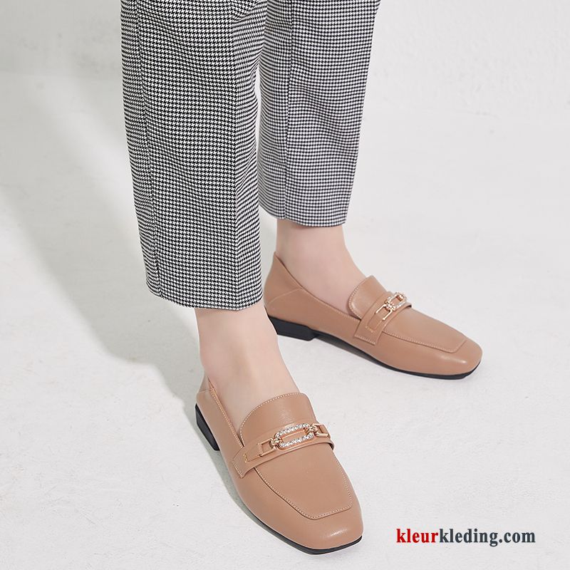 Mocassins Loafers Pumps Vierkante Voorjaar Alle Wedstrijden Licht Slip On Vrouwen Dames Zwart