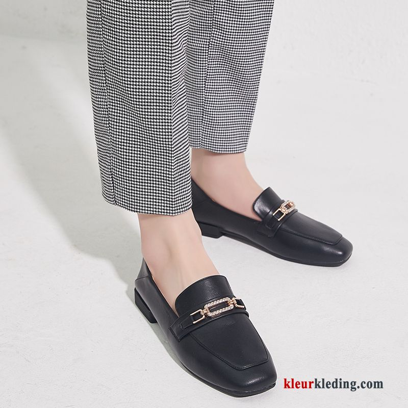 Mocassins Loafers Pumps Vierkante Voorjaar Alle Wedstrijden Licht Slip On Vrouwen Dames Zwart