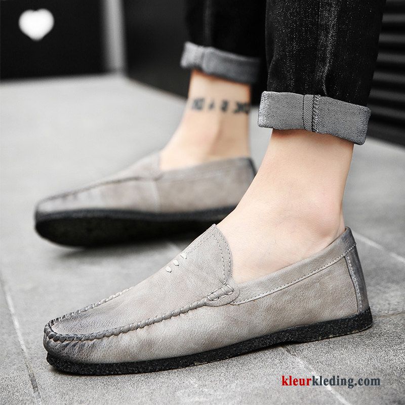 Mocassins Mannen Trend Brits 2018 Leren Schoenen Slip On Bootschoenen Voorjaar Heren Grijs