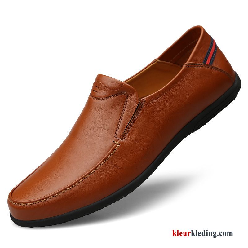 Mocassins Mannen Zachte Zolen Schoenen Slip On Leer Casual Mocassin Echt Leer Heren Wit