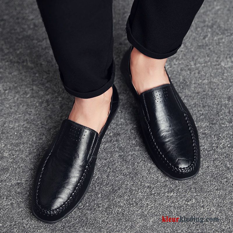 Mocassins Mannen Zachte Zolen Schoenen Slip On Leer Casual Mocassin Echt Leer Heren Wit