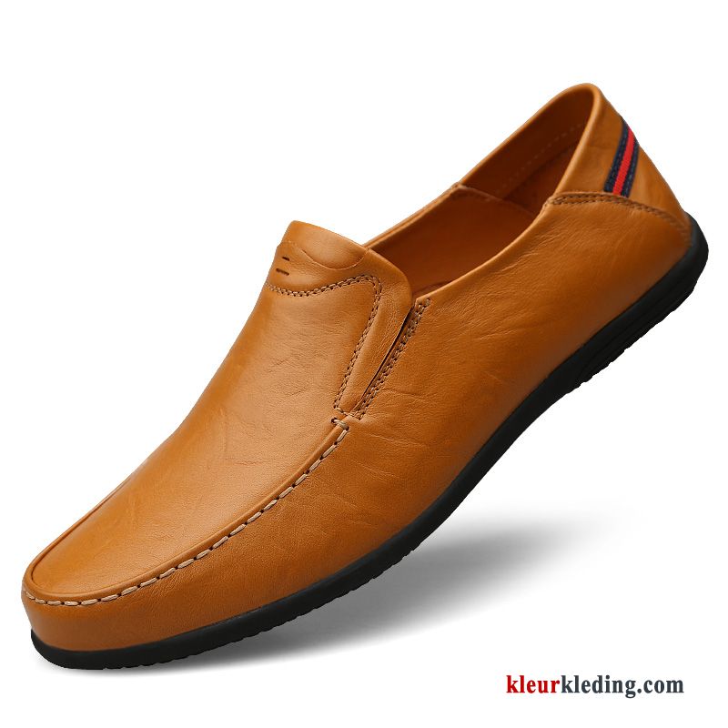 Mocassins Mannen Zachte Zolen Schoenen Slip On Leer Casual Mocassin Echt Leer Heren Wit