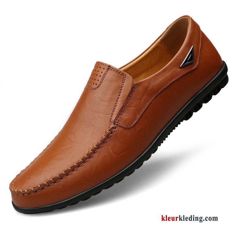 Mocassins Mannen Zachte Zolen Schoenen Slip On Leer Casual Mocassin Echt Leer Heren Wit