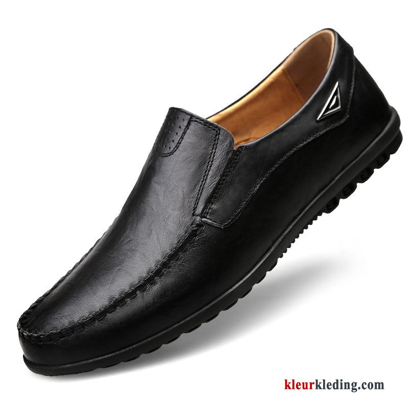 Mocassins Mannen Zachte Zolen Schoenen Slip On Leer Casual Mocassin Echt Leer Heren Wit