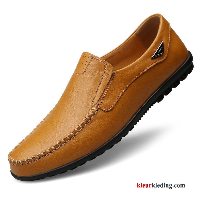 Mocassins Mannen Zachte Zolen Schoenen Slip On Leer Casual Mocassin Echt Leer Heren Wit