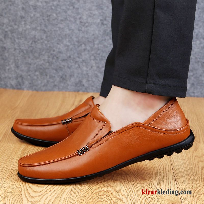 Mocassins Mannen Zachte Zolen Schoenen Slip On Leer Casual Mocassin Echt Leer Heren Wit