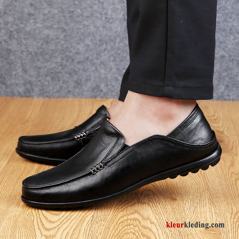 Mocassins Mannen Zachte Zolen Schoenen Slip On Leer Casual Mocassin Echt Leer Heren Wit