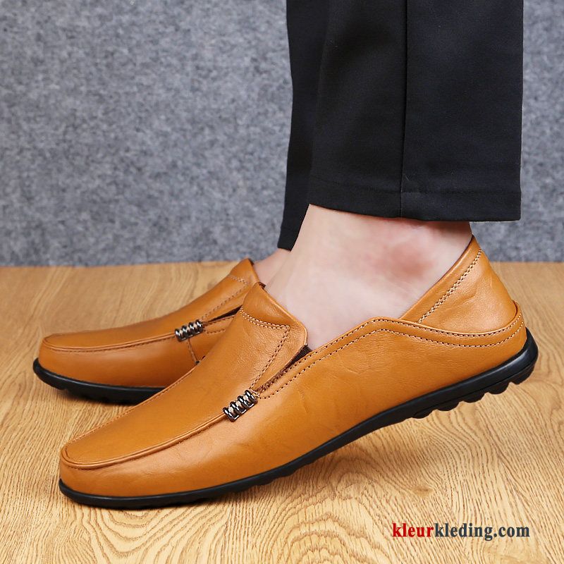 Mocassins Mannen Zachte Zolen Schoenen Slip On Leer Casual Mocassin Echt Leer Heren Wit