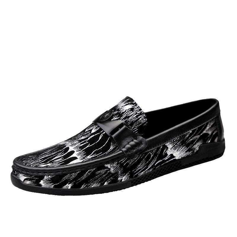 Mocassins Mocassin Echt Leer Leren Schoenen Mannen Bootschoenen Casual Zomer Slip On Heren Zwart