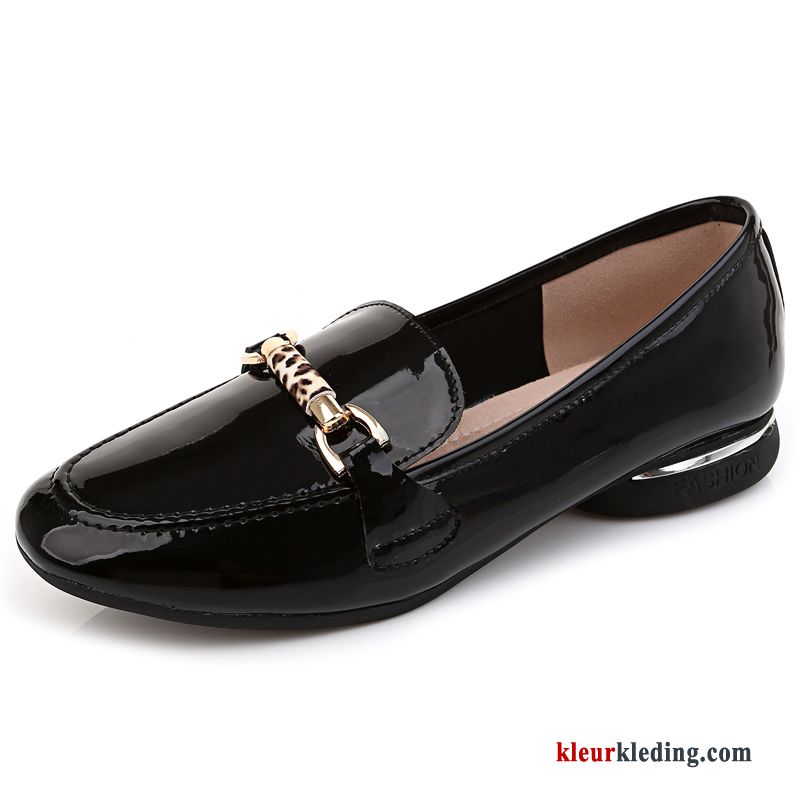 Mocassins Pumps Bootschoenen Grote Maten Plat Vrouwen Echt Leer Herfst Loafers Dames Zwart