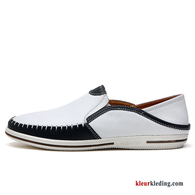 Mocassins Slip On Zachte Zolen Schoenen Leren Schoenen Leer Loafers Echt Leer Mocassin Heren Wit