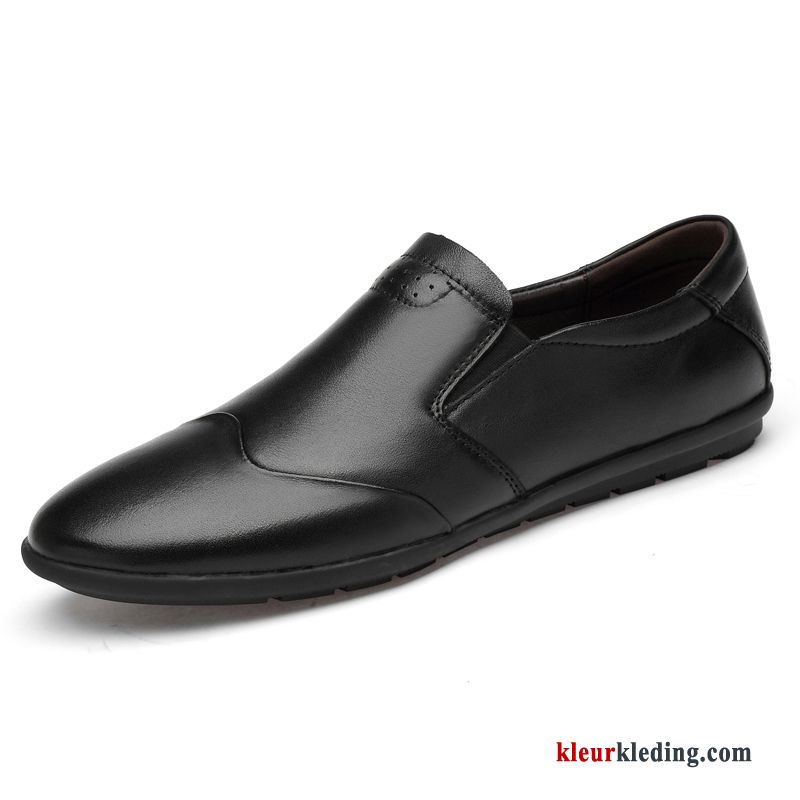 Mocassins Trend Echt Leer Schoenen Mannen Casual Bootschoenen Leren Schoenen Slip On Heren Zwart