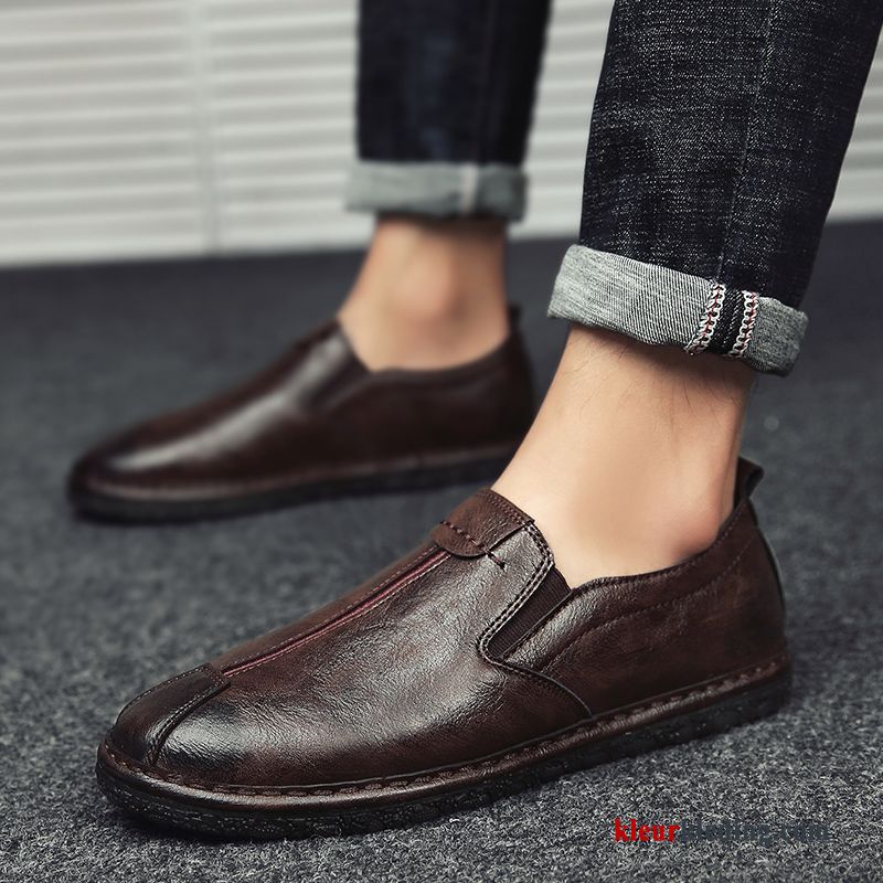 Mocassins Voorjaar Alle Wedstrijden Leren Schoenen Mannen Trend Brits Casual Heren Rood