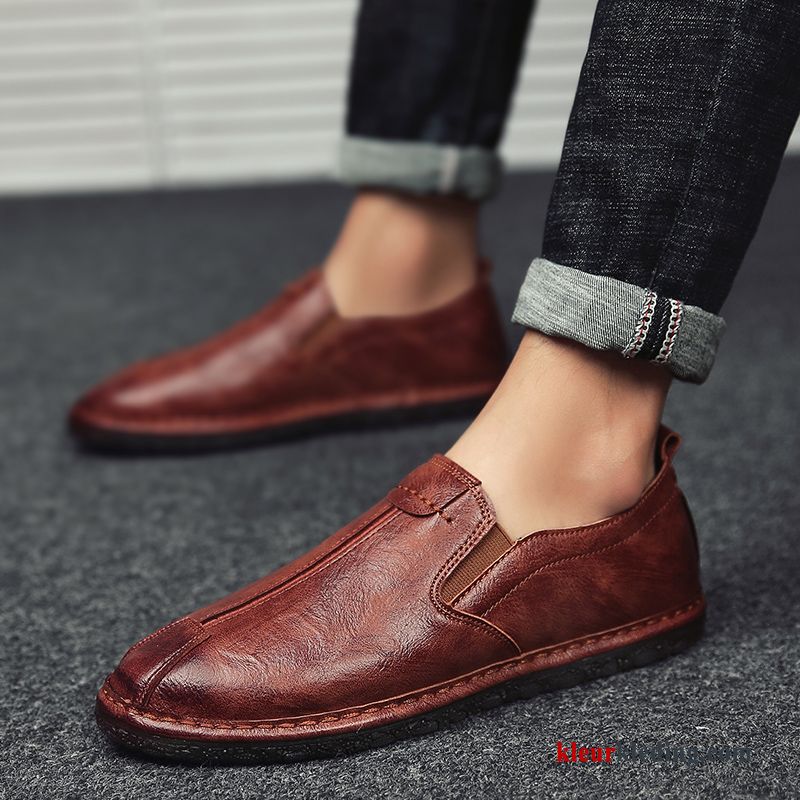 Mocassins Voorjaar Alle Wedstrijden Leren Schoenen Mannen Trend Brits Casual Heren Rood