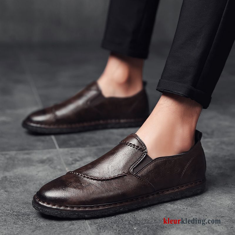 Mocassins Voorjaar Alle Wedstrijden Leren Schoenen Mannen Trend Brits Casual Heren Rood