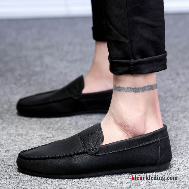 Mocassins Voorjaar Trend Casual Mannen Schoenen Leren Schoenen Slip On Alle Wedstrijden Heren Rood