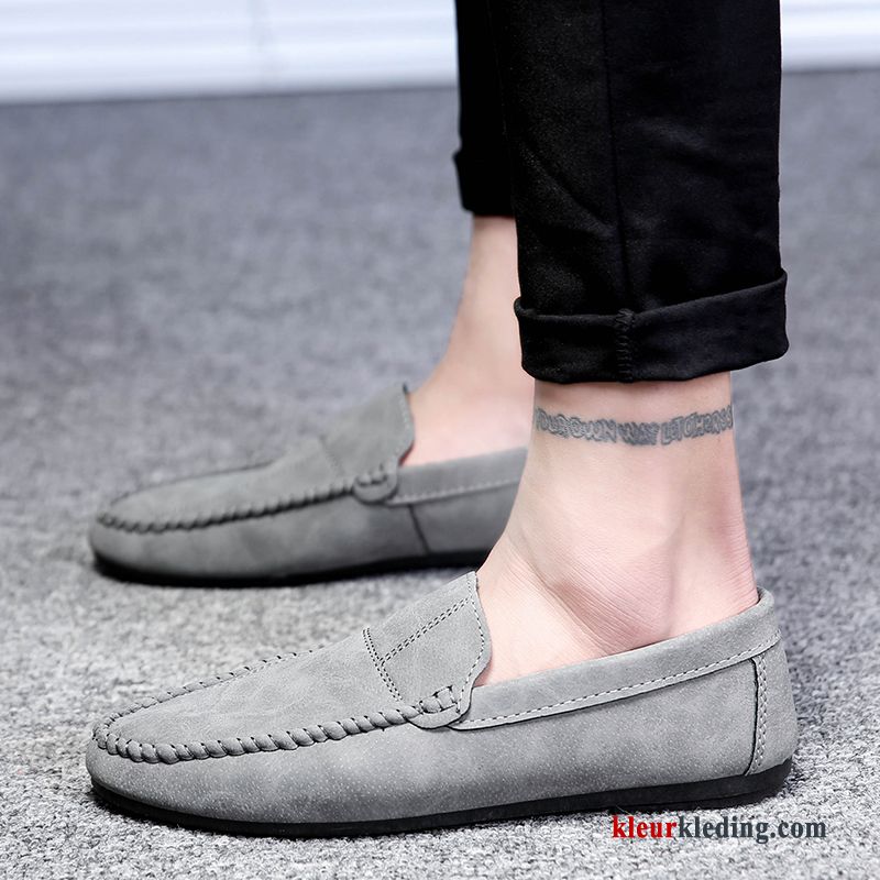 Mocassins Voorjaar Trend Casual Mannen Schoenen Leren Schoenen Slip On Alle Wedstrijden Heren Rood