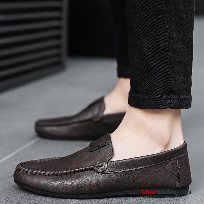 Mocassins Voorjaar Trend Casual Mannen Schoenen Leren Schoenen Slip On Alle Wedstrijden Heren Rood