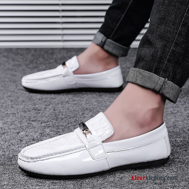 Mocassins Voorjaar Trend Casual Mannen Schoenen Leren Schoenen Slip On Alle Wedstrijden Heren Rood