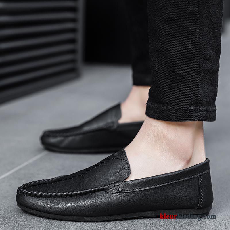 Mocassins Voorjaar Trend Casual Mannen Schoenen Leren Schoenen Slip On Alle Wedstrijden Heren Rood