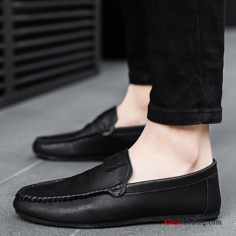 Mocassins Voorjaar Trend Casual Mannen Schoenen Leren Schoenen Slip On Alle Wedstrijden Heren Rood