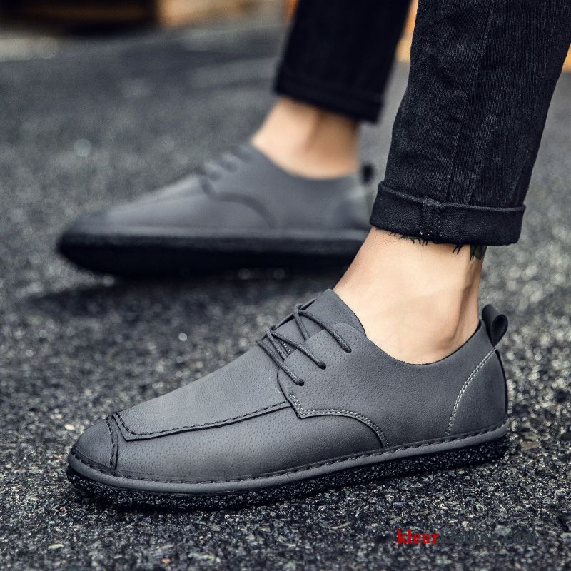 Mocassins Zachte Zolen Alle Wedstrijden Trend Leren Schoenen Mannen Brits Bedrijf Casual Heren Grijs