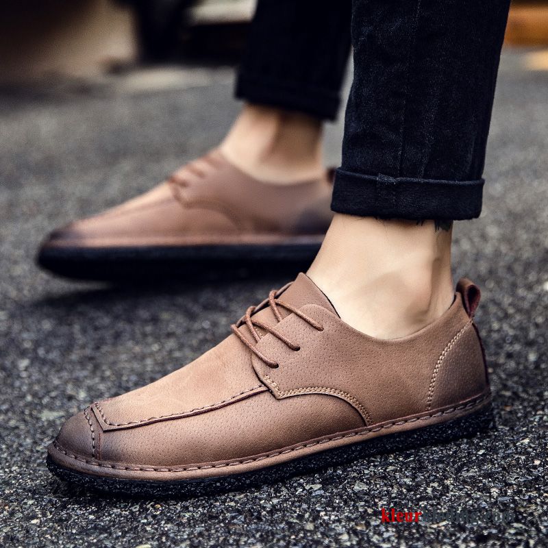 Mocassins Zachte Zolen Alle Wedstrijden Trend Leren Schoenen Mannen Brits Bedrijf Casual Heren Grijs