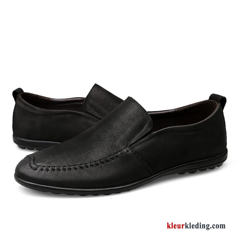 Mocassins Zachte Zolen Schrobben Trend Vintage Jeugd Leren Schoenen Casual Mocassin Heren Rood