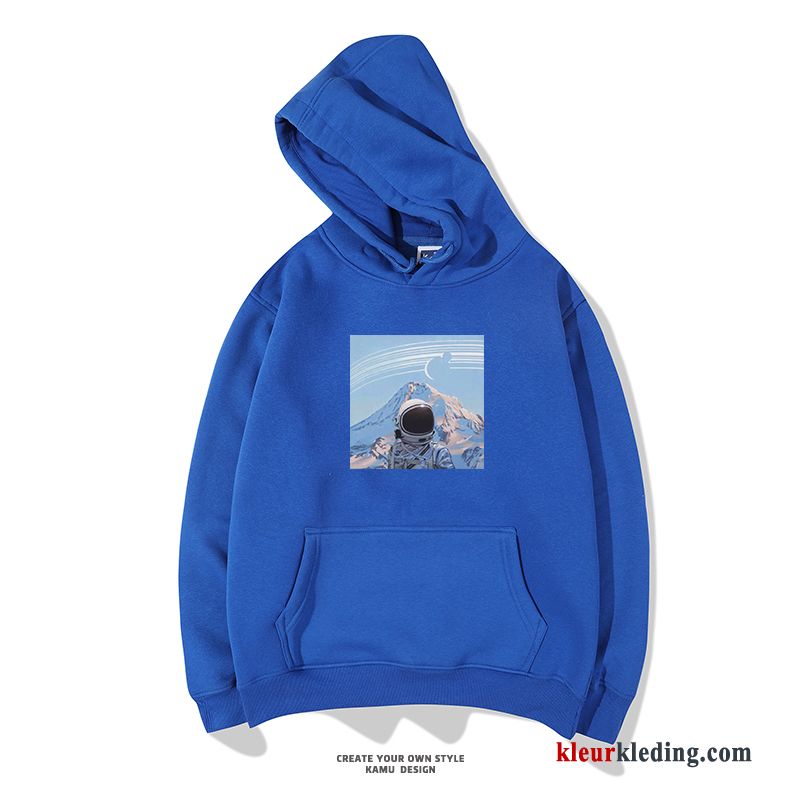 Mode Pullover Heren Hoodie Lovers Voorjaar Trend Blauw