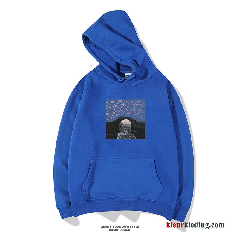 Mode Pullover Heren Hoodie Lovers Voorjaar Trend Blauw