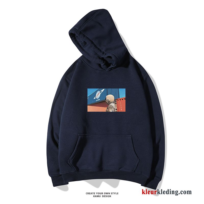 Mode Pullover Heren Hoodie Lovers Voorjaar Trend Blauw