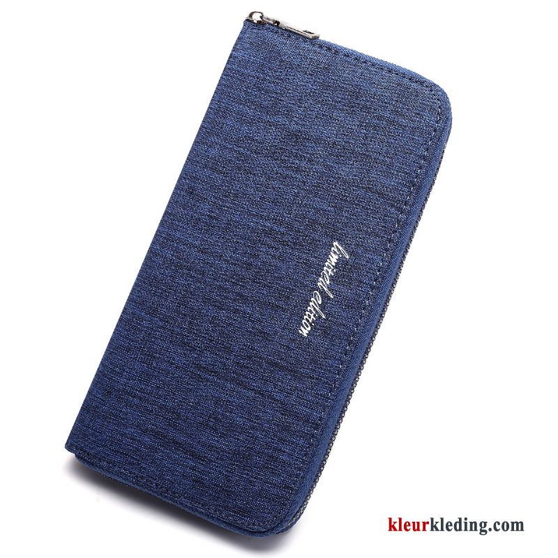 Mode Tas Telefoon Business Lange Rits Portemonnee Heren Blauw