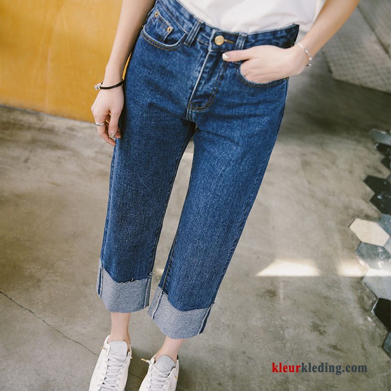 Nieuw Blauw Spijkerbroek Jeans Dames Herfst Hoge Taille 2018 Student