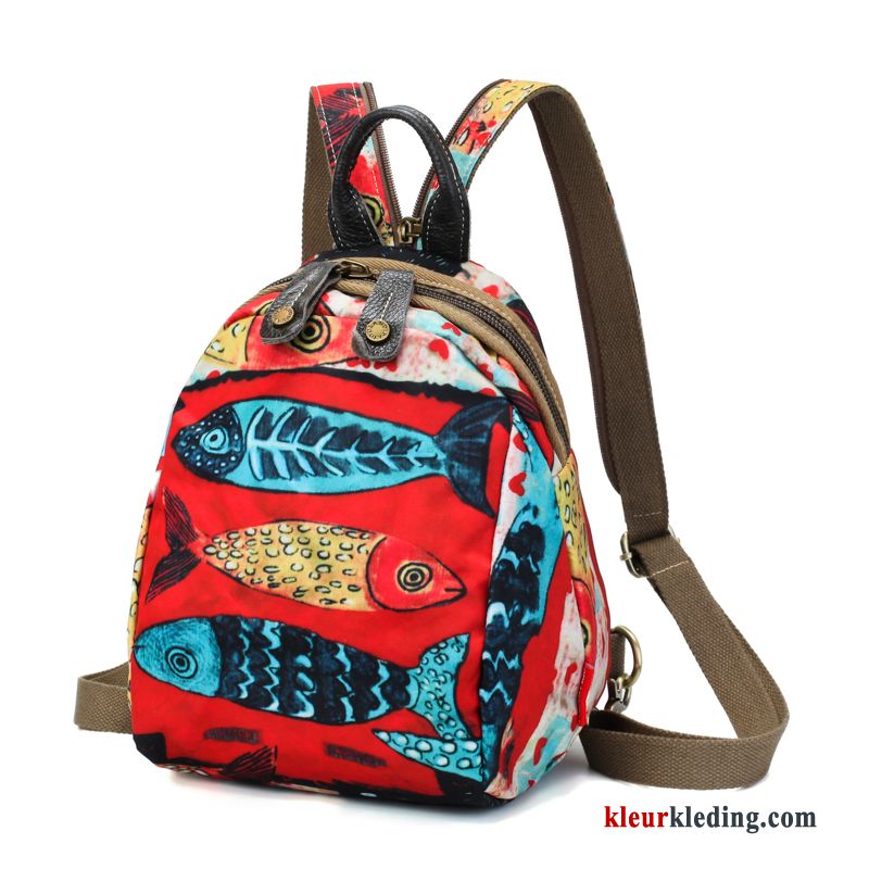 Nieuw Rugzak Canvas Borst Tas Doek Etnische Mini Dames