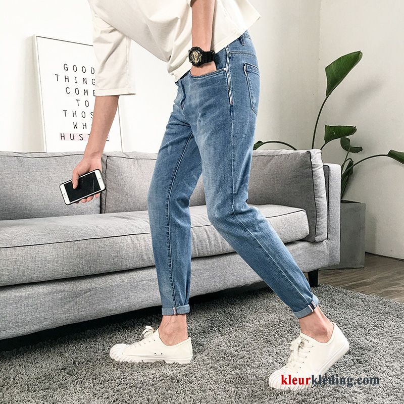 Nieuw Spijkerbroek Jeans Heren Jeugd Trend Potlood Broek Elastiek Trendy Merk