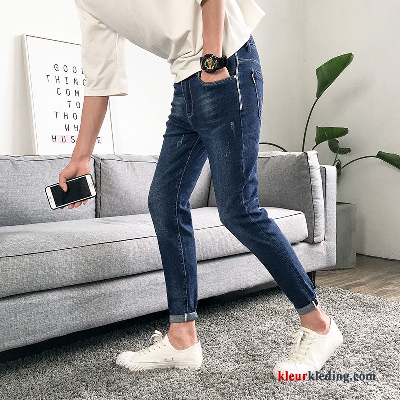 Nieuw Spijkerbroek Jeans Heren Jeugd Trend Potlood Broek Elastiek Trendy Merk